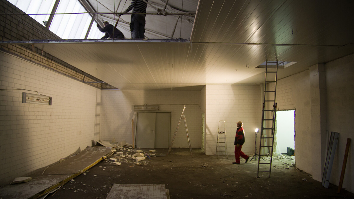 Foto aus von der Baustelle aus dem Inneren der Ratsherrn Brauerei